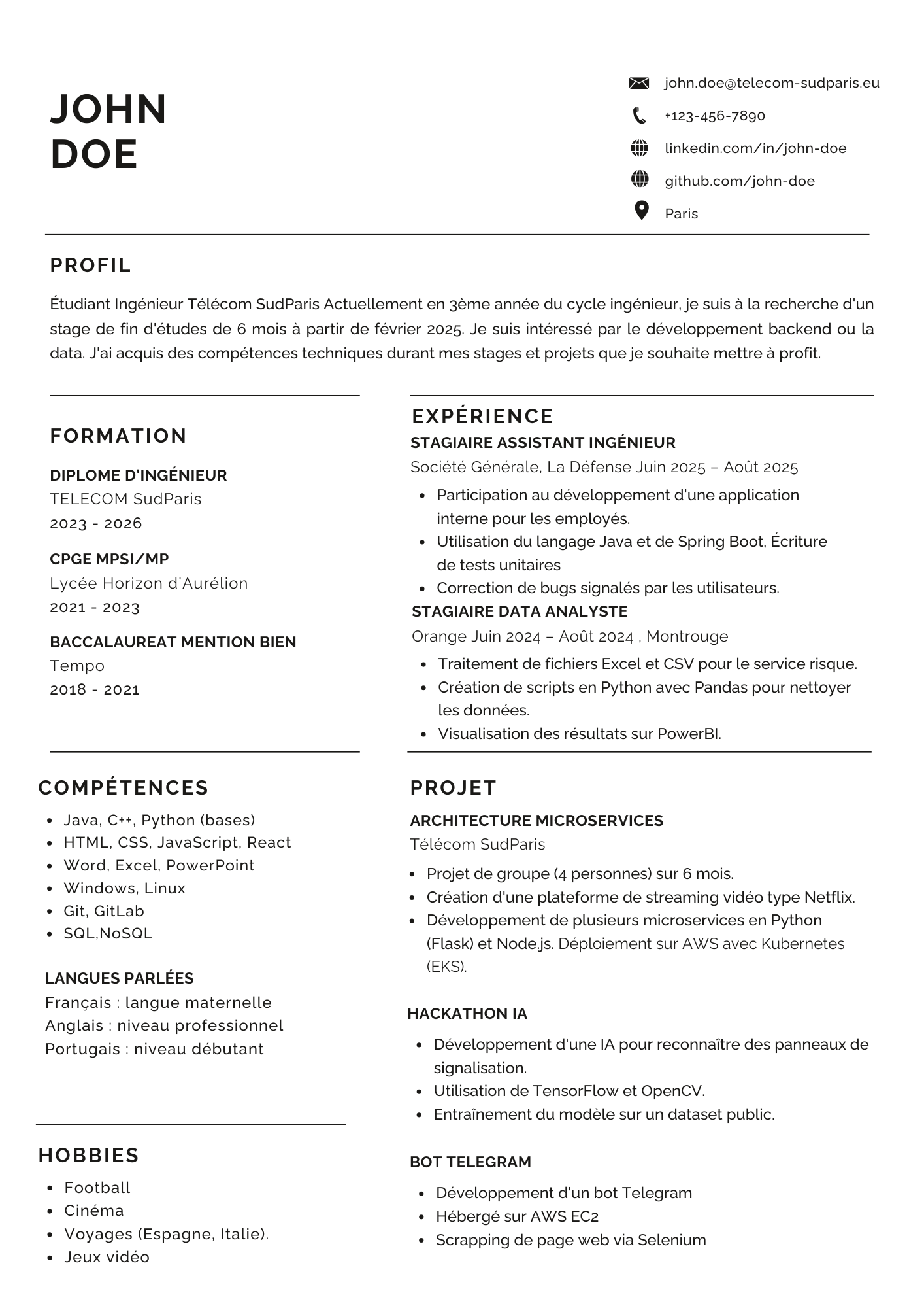 Avant - Comparaison CV Avant Après